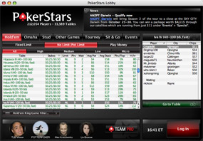 Лобби покер рума на деньги PokerStars